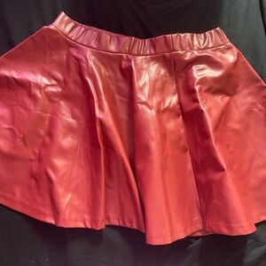 red pleather mini skirt